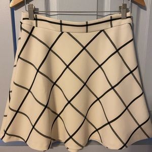 Loft Creme and Black Windowpane Aline Skirt
